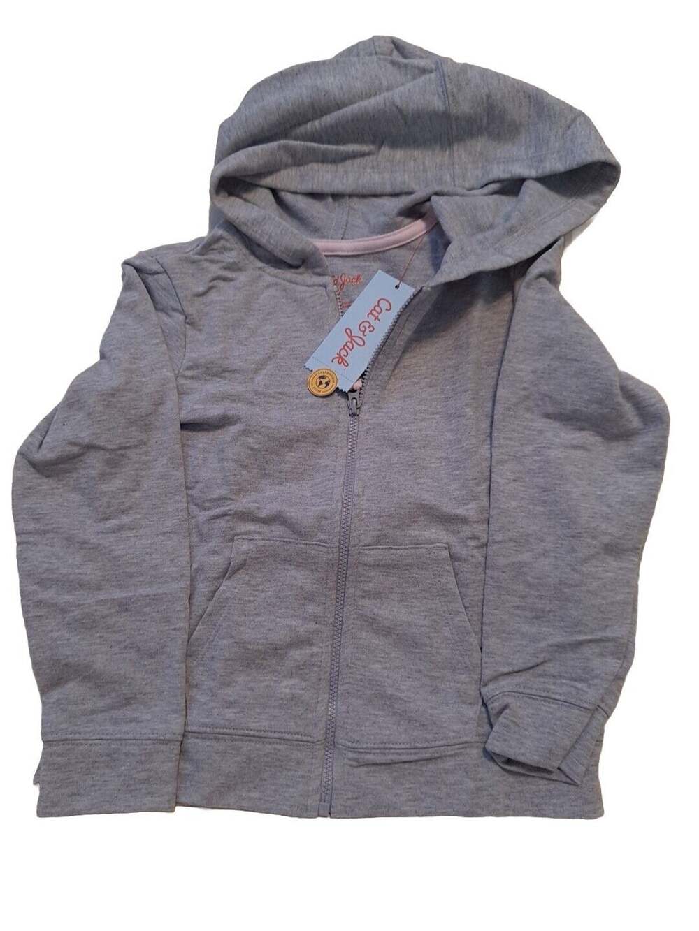 Girls 5T Cat & Jack Gray Pink Hoodie Full Zip Jacket NWT